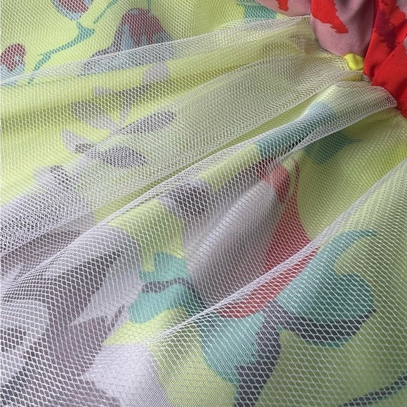 CHRISTOPHER JOHN ROGERS Dress Ruffle Tiered Yellow Mini Target Floral V Neck 4 - Picture 10 of 14